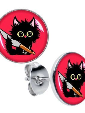 Stabby Cat Stud Earrings by Onyx O
